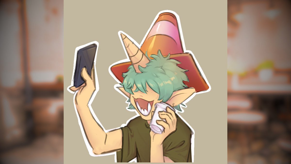Xpee is being their influencer self, taking photos wherever they go. 
#influencer #gamedev #art #xpee #coffee #cone  #gameart #oc #character #newart