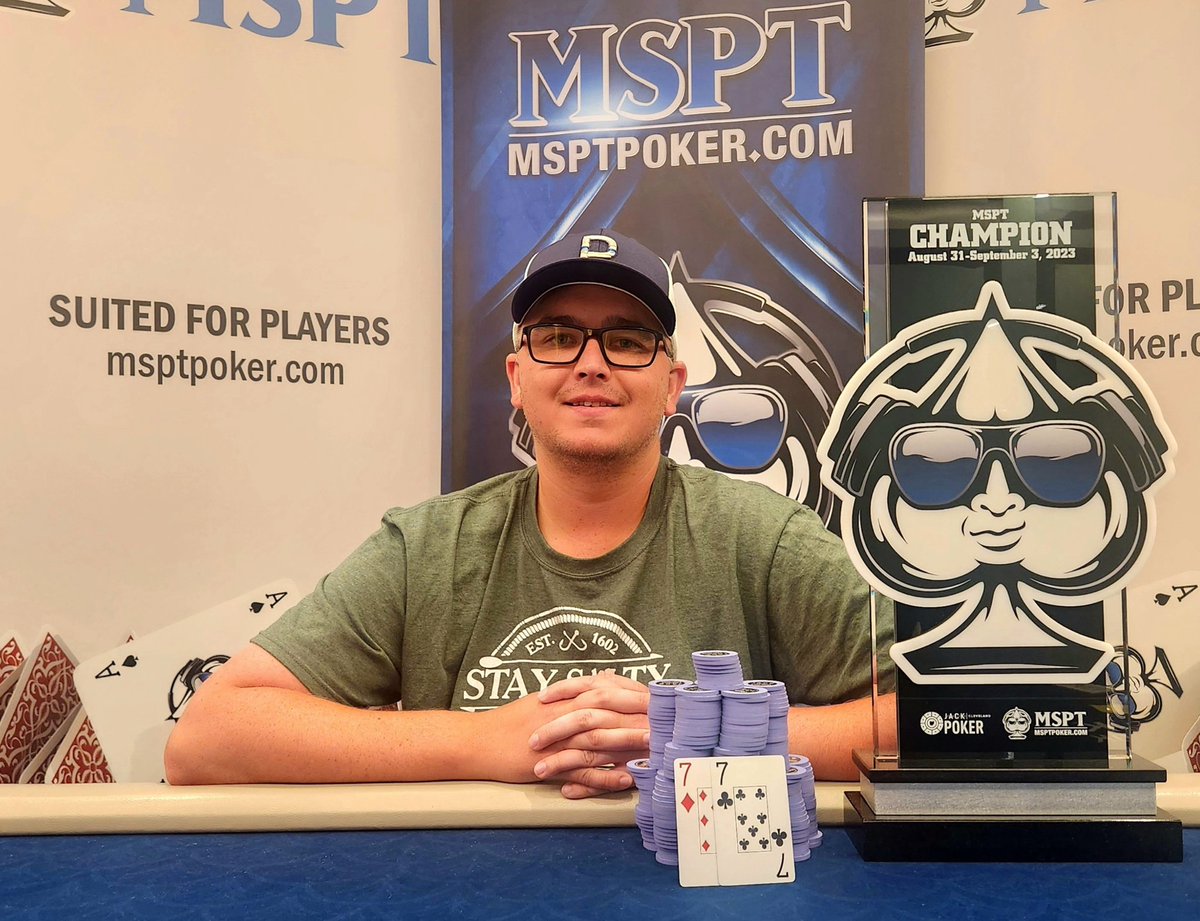 Besting an awesome 960 runner field, the East Coast's own Jonathan Lewis is your newest $1,110 Main Event Champion <a href="/JACKClePoker/">JACK Cleveland Poker</a> taking home the🏆and a massive $176,681 💸 prize 

Check out msptpoker.com/Pages/LiveRepo… for a complete tournament recap