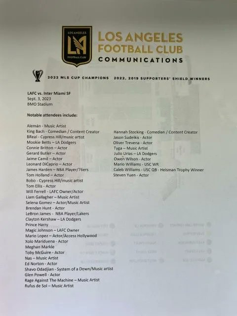 CandiceTimbo's tweet photo. Not the celebs coming out to watch Football now that Lionel Messi is around. LAFC vs Inter Miami. Not Americans calling it football and not soccer lol. https://t.co/paLMMYv1A3