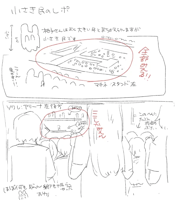 小さき民のレポ せっかくアリーナだったのにほとんどなんもみえんかった😂でも音楽がまっすぐ飛んできたしレーザーもすごかった!ただ何やってるかはほとんど見えなかった😂😂 