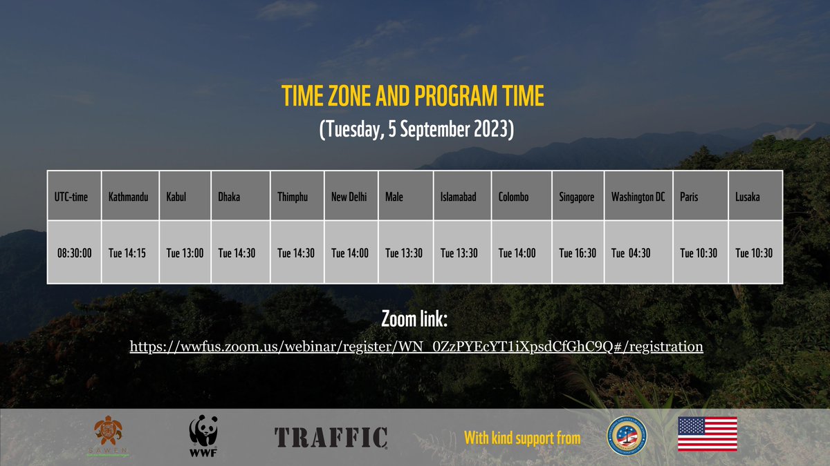 Hurry up! Register now, for the webinar on wildlife crime is tomorrow! Find the agenda for the event along with a schedule for different time zones in the images below. See you all tomorrow. Click the link to register: wwfus.zoom.us/webinar/regist…