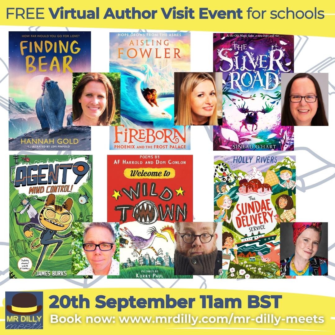 📢#Schools! #Teachers! #Librarians! 📚Mr Dilly Meets FREE Virtual Author Visit with @HGold_author @fowler_aisling @SJOHart @jamesburksart @afharrold @HollyRivers_Lit 🗓️BOOK NOW 20th Sept 11am tinyurl.com/yzypr3m6 #edutwitter #BackToSchool #kidlit