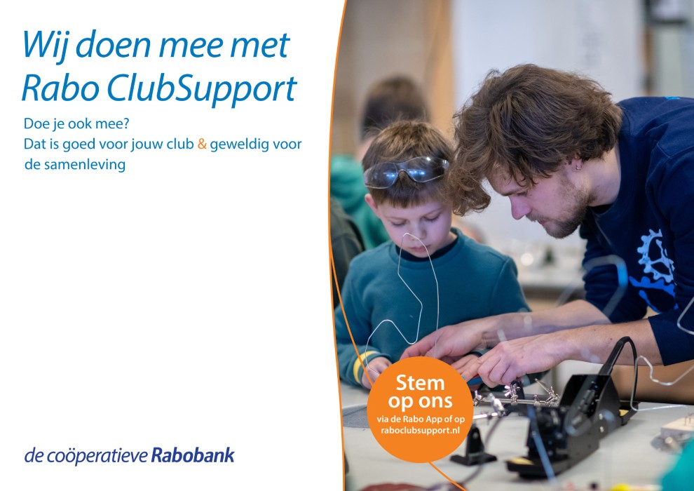Stem op De Ontdekfabriek bij de #ClubSupport actie van <a href="/Rabobank/">Rabobank</a> en steun daarmee onze activiteiten op (school)locaties!