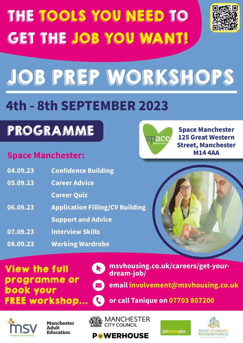 Get prepared to land your dream job! Head along to Space Manchester - there are workshops taking place every day this week from CV building, interview skills, confidence building, career advice and more. Find out more at buff.ly/45dHVUk #manchesterjobseekers