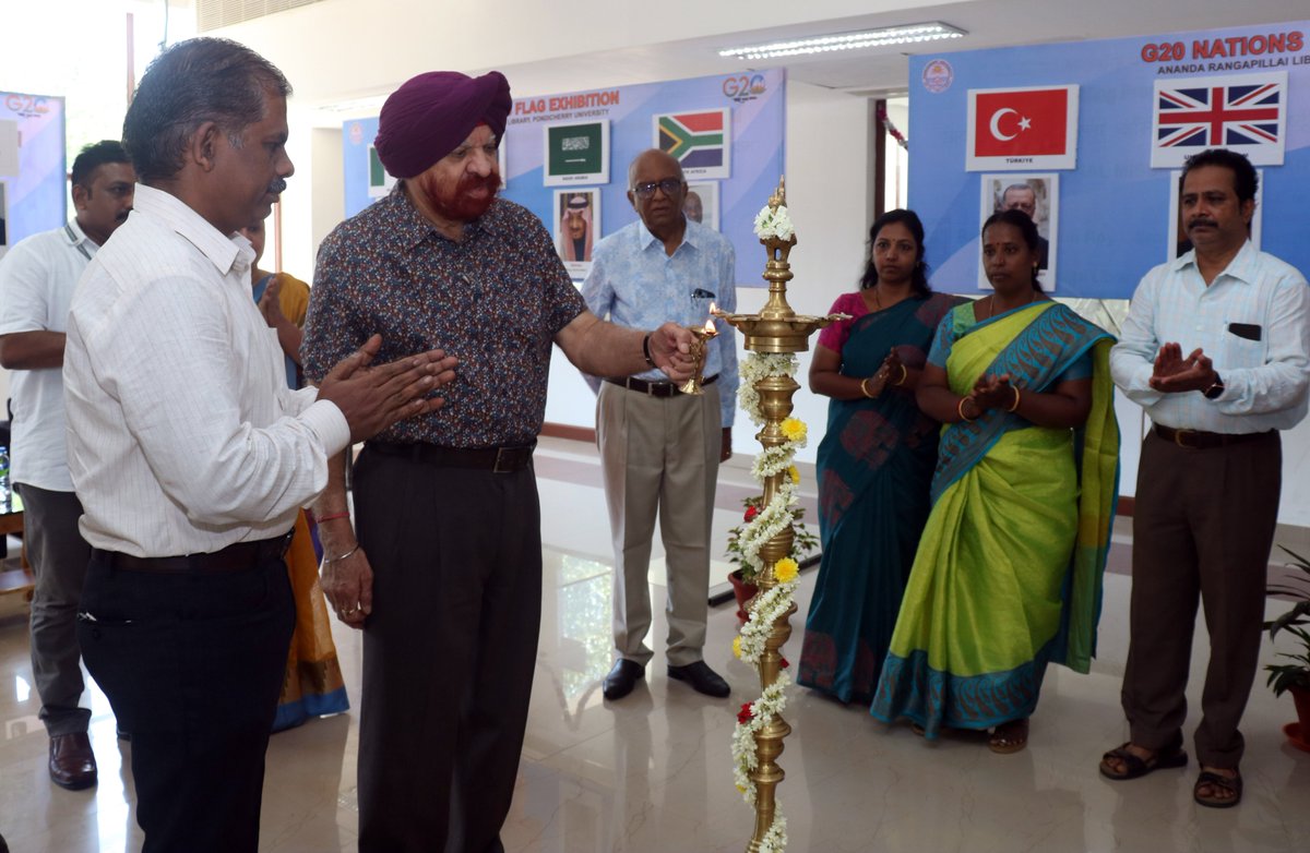 hinudi's tweet photo. Memories of "G20 Nations Flag Exhibitions"  Inaugurated by Prof. Gurmeet Singh, Vice-Chancellor, Pondicherry University on 30 August 2023 https://t.co/PRGAkF3fPW