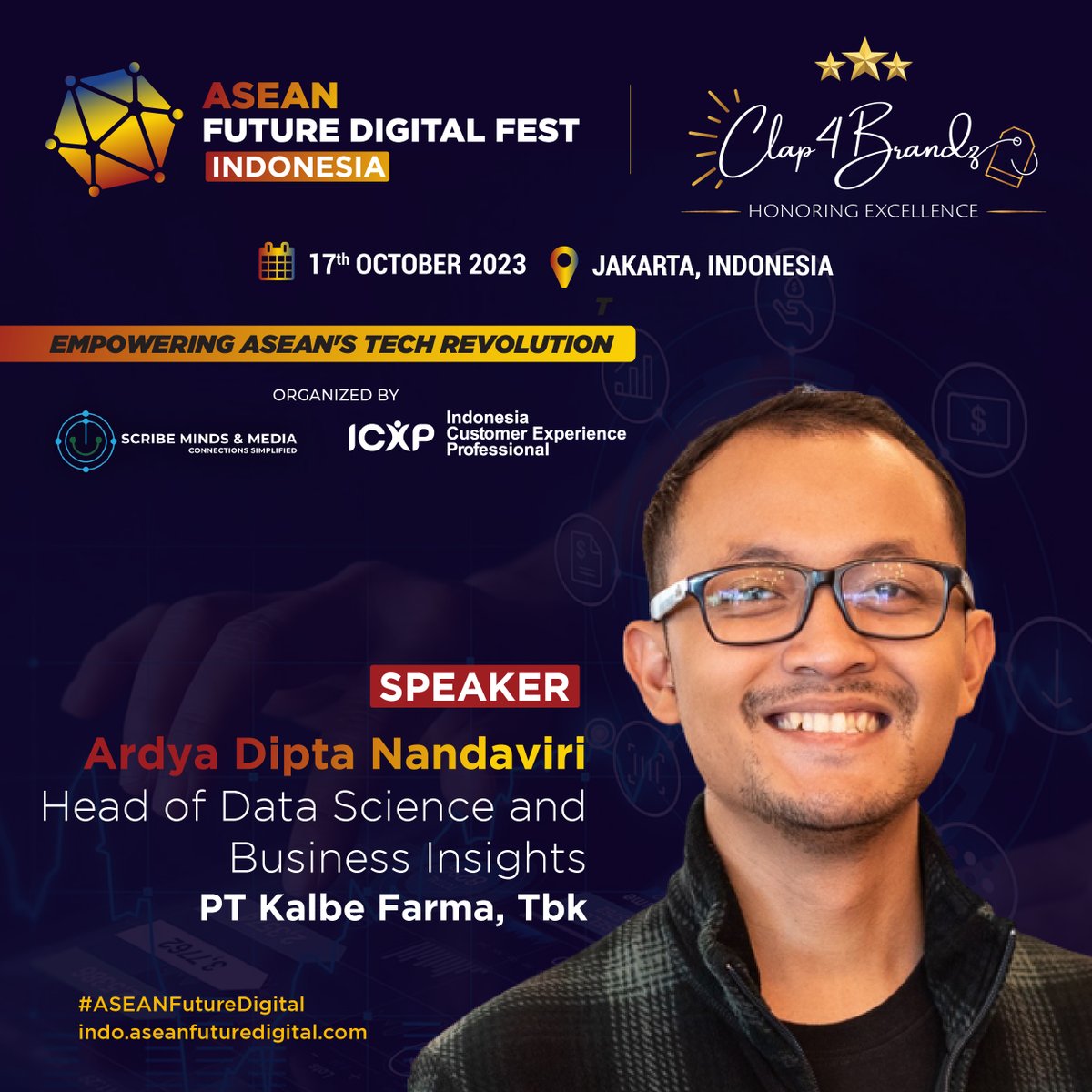 ScribeMinds's tweet image. We are delighted to have Ardya Dipta Nandaviri, Head of Data Science &amp;amp; Business Insights, @KalbeFarma, as a key speaker for #ASEAN Future Digital Fest 2023 - Indonesia.
Do not miss his session. Register now on indo.aseanfuturedigital.com
#ASEANFutureDigital #ScribeMinds #Clap4Brandz