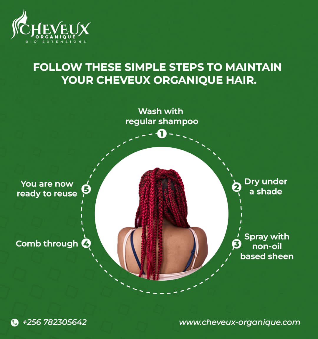 Here are three simple steps to maintain your Cheveux Organique Hair so that you can use it up to 3 times. 
 #BananaHairMagic #SustainableGlam #BiodegradableBeauty #CheveuxOrganique