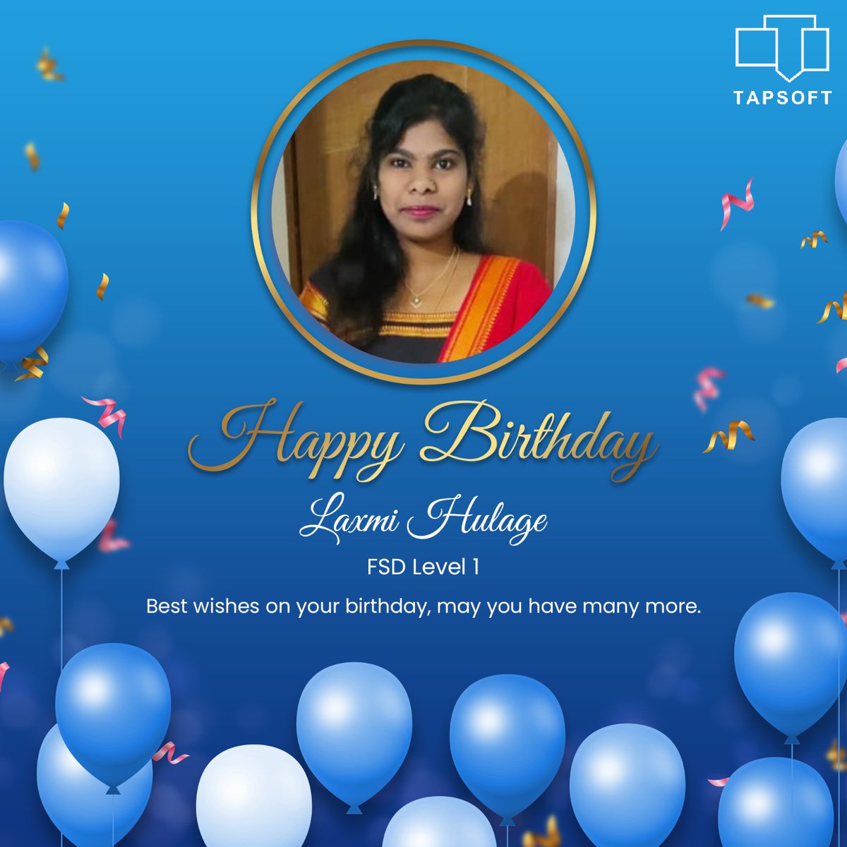 tapsofttech's tweet photo. Sending warm birthday wishes to Laxmi Hulage! 🎉

Your hard work and dedication continue to elevate our team. May your year be filled with achievements and happiness! 🥳

Tapsoft wishes you a very Happy Birthday. 🌟

.
.
.
.
.

#birthdaypost #tapsoft #celebration #birthday https://t.co/t2BwSZUZei
