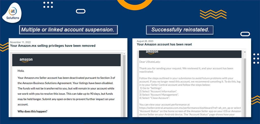 Rai_Sohaib_1's tweet image. 𝗦𝗲𝗰𝘁𝗶𝗼𝗻 𝟯 𝗠𝘂𝗹𝘁𝗶𝗽𝗹𝗲 𝗼𝗿 𝗹𝗶𝗻𝗸𝗲𝗱 𝗮𝗰𝗰𝗼𝘂𝗻𝘁 𝘀𝘂𝘀𝗽𝗲𝗻𝘀𝗶𝗼𝗻
Successfully reinstated another Amazon seller account which was suspended due to Section 3 Multiple account issues (Related to a known account).
#Amazon #attorney #linkedaccounts