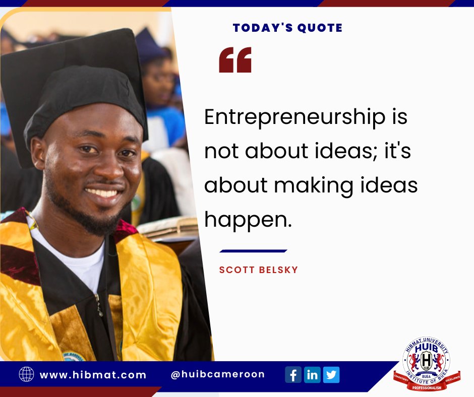 HuibCameroon's tweet photo. Begin your week with some motivation!

Turn your ideas into reality and learn the practical skills and mindset needed to bring them to life. 

"Entrepreneurship is not about ideas; it's about making ideas happen." - Scott Belsky

#MotivationMonday #Entrepreneurship #Education https://t.co/jAOyDTEvqH