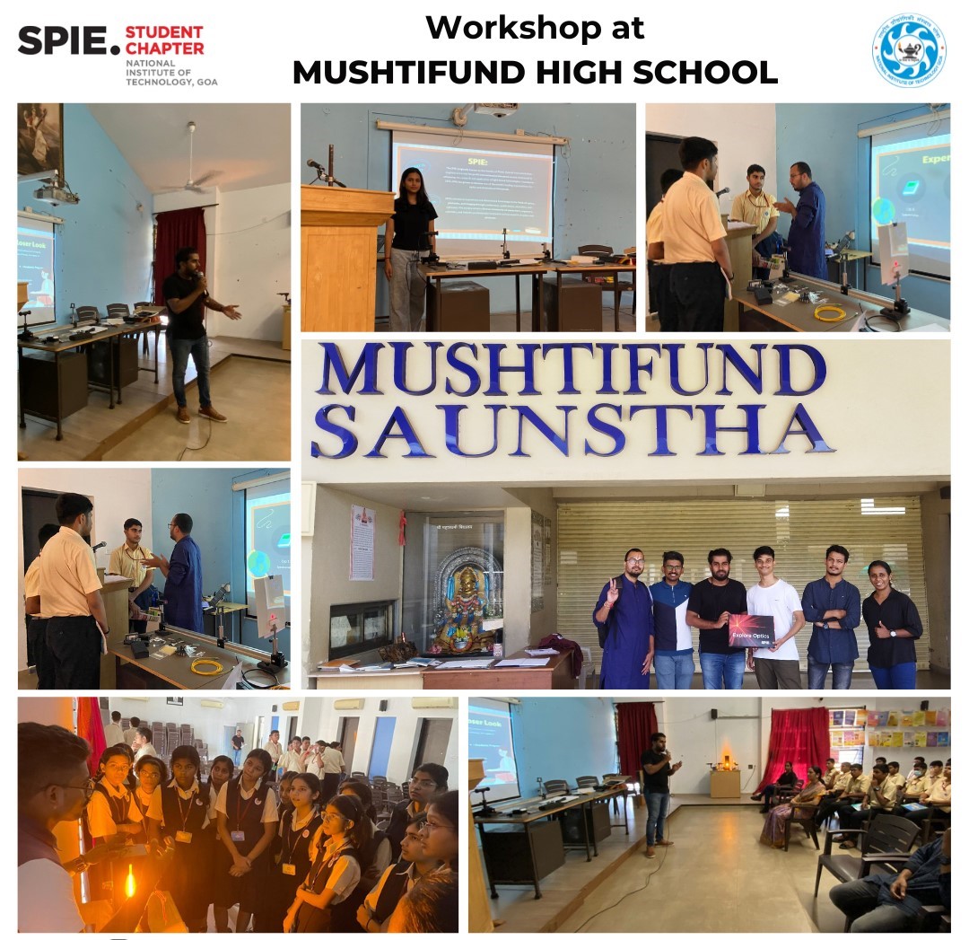 NITGoa_Official's tweet photo. SPIE Student Chapter, NIT Goa lit up Mustifund High School with a fascinating 'Light' Workshop for Class 10 students in Panjim, Goa on Sep 2, 2023. Kudos to SPIE Team NIT Goa for sparking curiosity and knowledge! #SPIEWorkshop #NITGoa #LightEducation https://t.co/ekgHTzQrWG