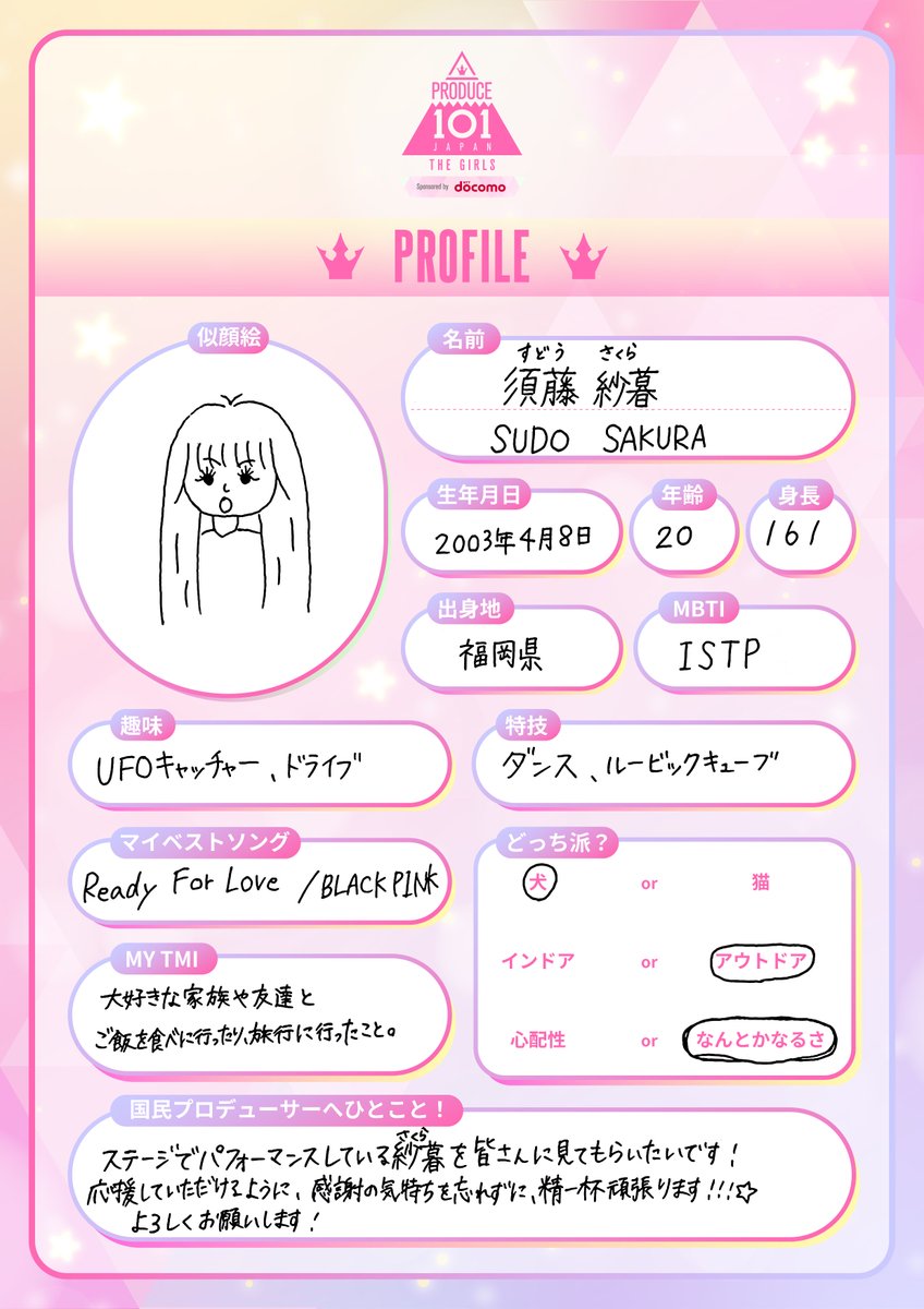 ★すまふ★プロフ必読ページ 101プロフノート *໒꒱⋆ ┊✧ 須藤紗暮 ( #SUDOSAKURA ） ✧┊ 推しの