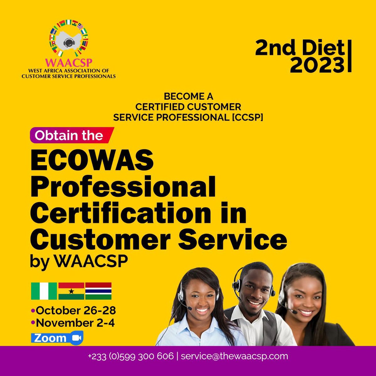 GOOD NEWS!! The last diet for 2023 of the ECOWAS-WAACSP professional certification in customer service comes up this October Click this link 👇🏾to read details here: thewaacsp.com/english/blog/2… If you missed the 1st diet in JUNE, here’s the last chance to earn this globally…