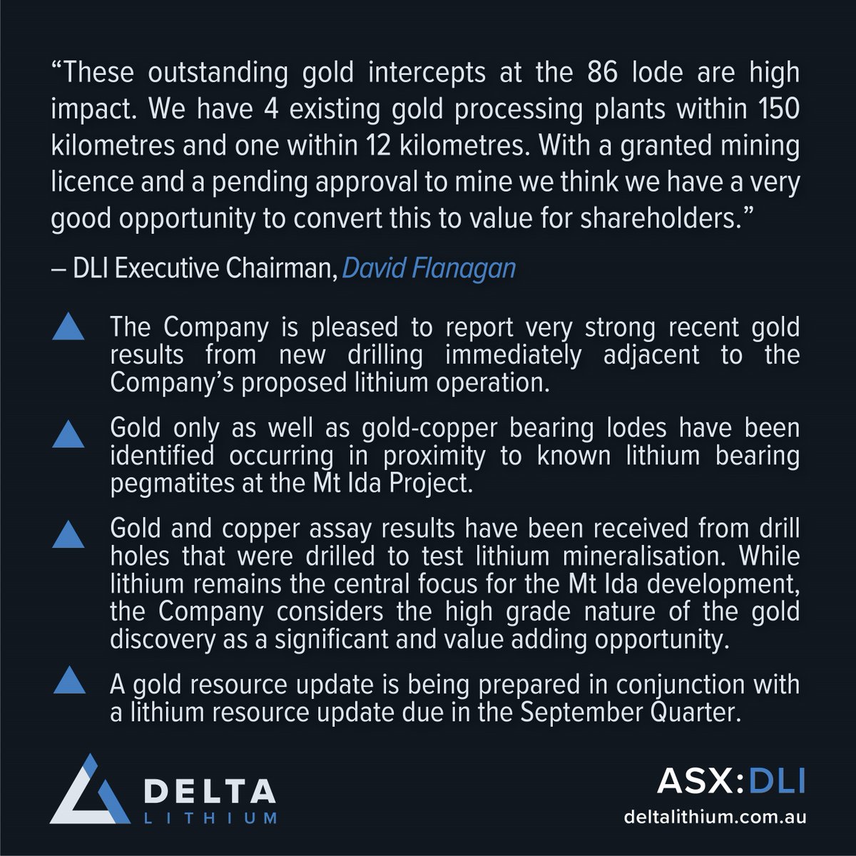 DeltaLithium's tweet photo. $DLI (ASX:DLI)  Delta Lithium Limited is pleased to announce an update for activities at its 100% owned Mt Ida Lithium Project in the Goldfields region of Western Australia.

READ FULL ANNOUNCEMENT HERE:
https://t.co/o3N1gLAcXp

@DavidFlanagan_ 

#wa #mining #MtIda #GOLD https://t.co/czB1yT9Q3w