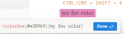 celestia4notion's tweet image. Easy Notion trick to get custom text background colors...

CTRL/CMD + SHIFT + E
Use the formula: \colorbox{#HEXVAL}{your text}

#NotionHacks #NotionTips