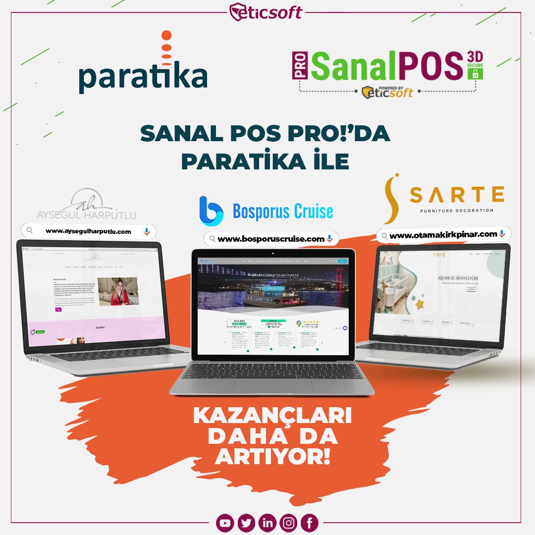 bosporuscruise.com
aysegulharputlu.com
sartemobilya.com

e-ticaret siteleri Sanal Pos PRO! yazılımımız ile Paratika (<a href="/paratikacomtr/">Paratika Online Ödeme Çözümleri</a>) entegrasyonunu kullanıyor, kazançlarını daha da arttırıyorlar! 

#sanalpos
#entegrasyon
#woocommercestore
#Prestashop
#OpenCart