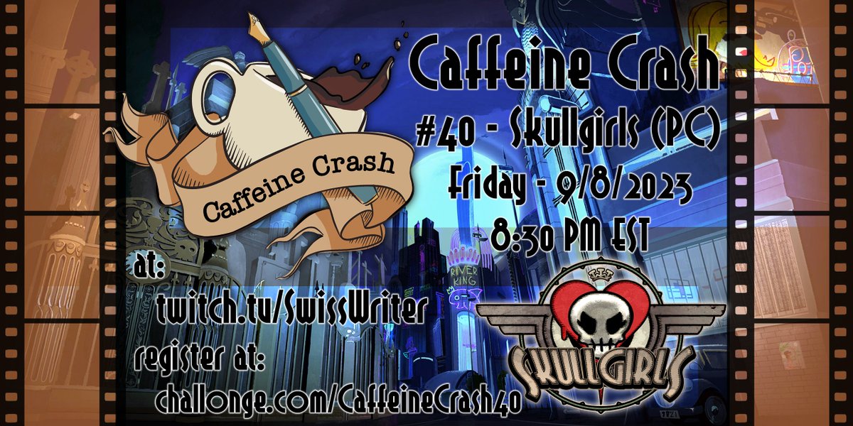 It's an eternal summer for Skullgirls! Our next ONLINE tourney is this Friday, September 8, 8:30pm EST! 1st wins $30, 2nd $15, & 3rd $5! Register now! challonge.com/caffeinecrash40 Matcherino! matcherino.com/t/caffeinecras… Discord discord.gg/qZAzd6fd73