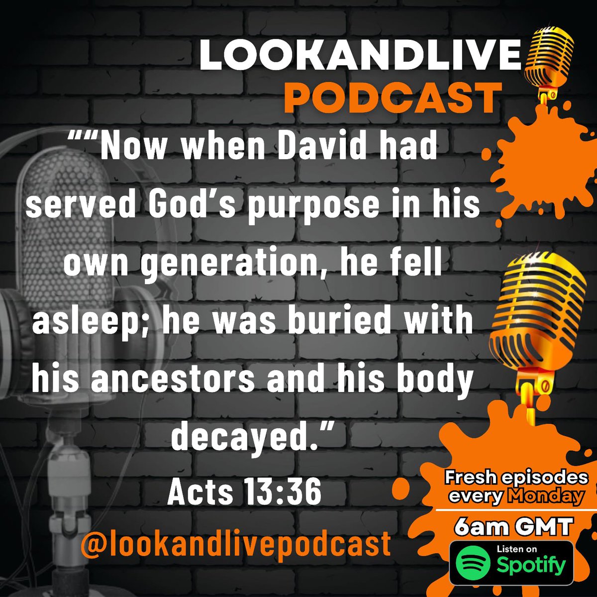 bka_ariyo's tweet photo. Just like David, after all is said and done and we are no more in this world, would we have truly fulfilled God’s purpose in our generation? Think about this. Click on the #linkinbio to listen to the latest episode of #lookandlivepodcast #BibleStudy https://t.co/aaoPBrjTdu