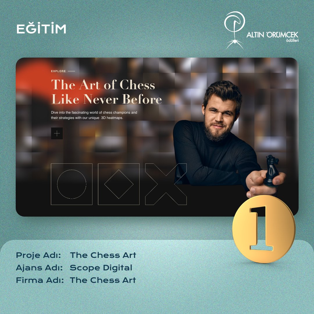 21. Altın Örümcek Ödülleri Web Sitesi - Eğitim kategorisinde 1. olan proje: The Chess Art.
👏🏻 Tebrik ederiz <a href="/AgencyScope/">Scope Digital</a>

#altinorumcek2023 #yapayağlar