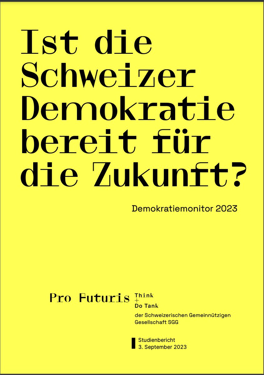 Neuer #Demokratiemonitor: Viele blicken skeptisch und pessimistisch auf die Fähigkeit der Politik, die Probleme von heute und morgen lösen zu können. Zur Studie: demokratie2050.ch 1/x