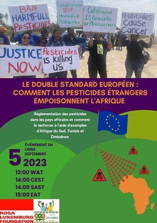 Don't forget to register for tomorrow's webinar, European double standards: how foreign pesticides are poisoning Africa, hosted by @rosaluxstiftung and the @Women_On_Farms Project. #UnPoisonSA Register here: eu01web.zoom.us/webinar/regist…