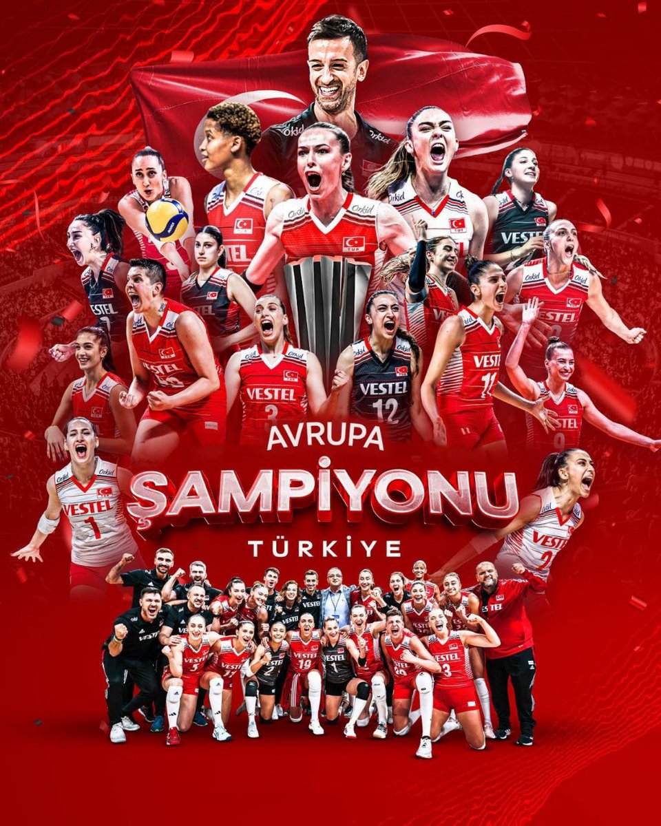 YeniDernegi's tweet photo. 2023 Avrupa Kadınlar Voleybol Şampiyonasında Sırbistan'ı yenerek şampiyon olan A Milli Kadın Voleybol Takımımızı  tebrik eder, başarılarının devamını dileriz. #FileninSultanlari https://t.co/tKS2aSeMww
