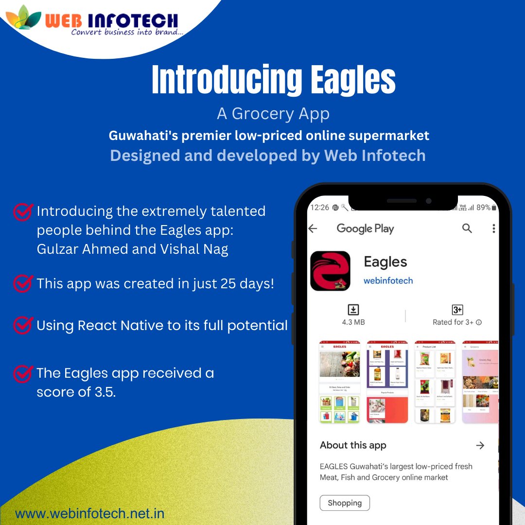 webinfotech014's tweet image. Proud Creators of the 'EAGLES' App! Need a stunning app for your business? Contact us to turn your ideas into reality!
#AppDevelopmentExperts #EAGLESApp #appdevelopmentinguwahati #appdesign #reactnativedeveloper