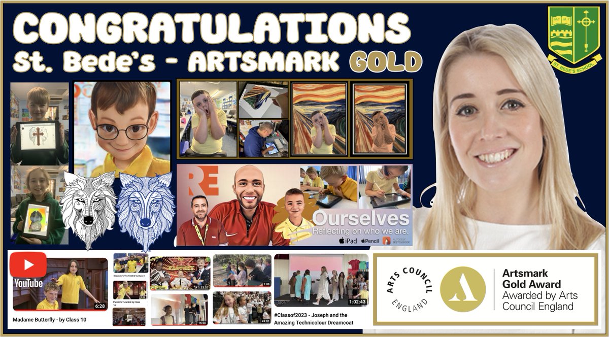 Many Congrats to our Miss Davenport @stbedes_roth for leading the way in our school's achievement in obtaining the @Artsmarkaward GOLD Award. The digital & creativity dept. have loved supporting this ambitious goal, from reacting #Puccini Madame Butterfly to portraits on #iPads