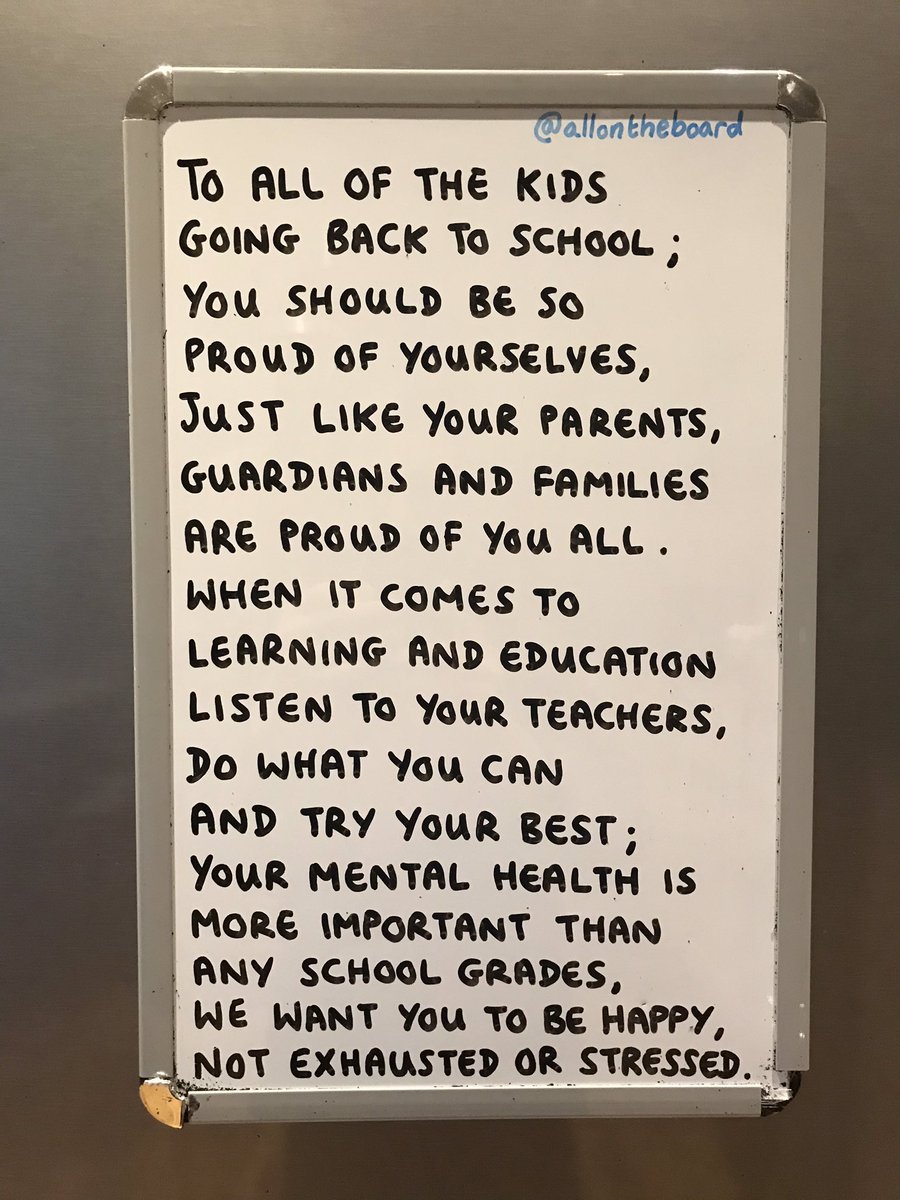 Sending love and best wishes to the kids going back to school. Do what you can and try your best, but remember your mental health and happiness are more important than school grades. #BackToSchool #School