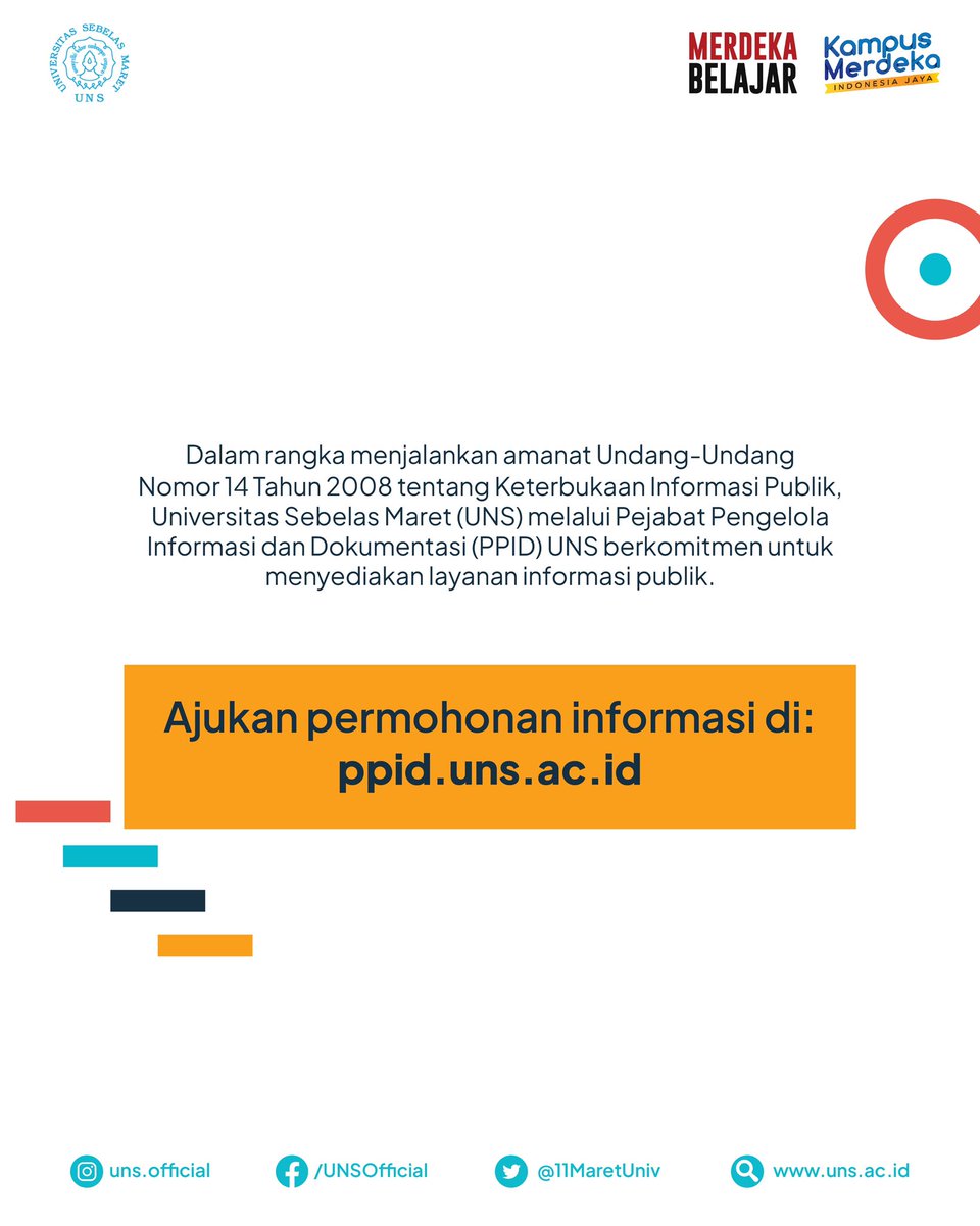 11MaretUniv's tweet photo. #InfoUNS - Permohonan Informasi Publik✨

Sobat Semar memiliki permohonan informasi publik? Sampaikan permohonan kalian melalui laman https://t.co/XSO1UjZtXg ya!💻

#uns #universitassebelasmaret https://t.co/6lLIa577ah
