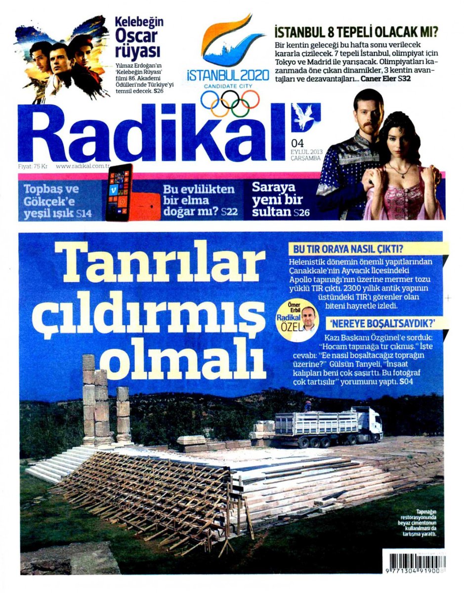 takvimdeogun's tweet image. 🗞️Takvimlerin 4 Eylül 2013'ü gösterdiğinde, Radikal gazetesinin birinci sayfasında tarihe not düşülen haberler. #takvimdeogün