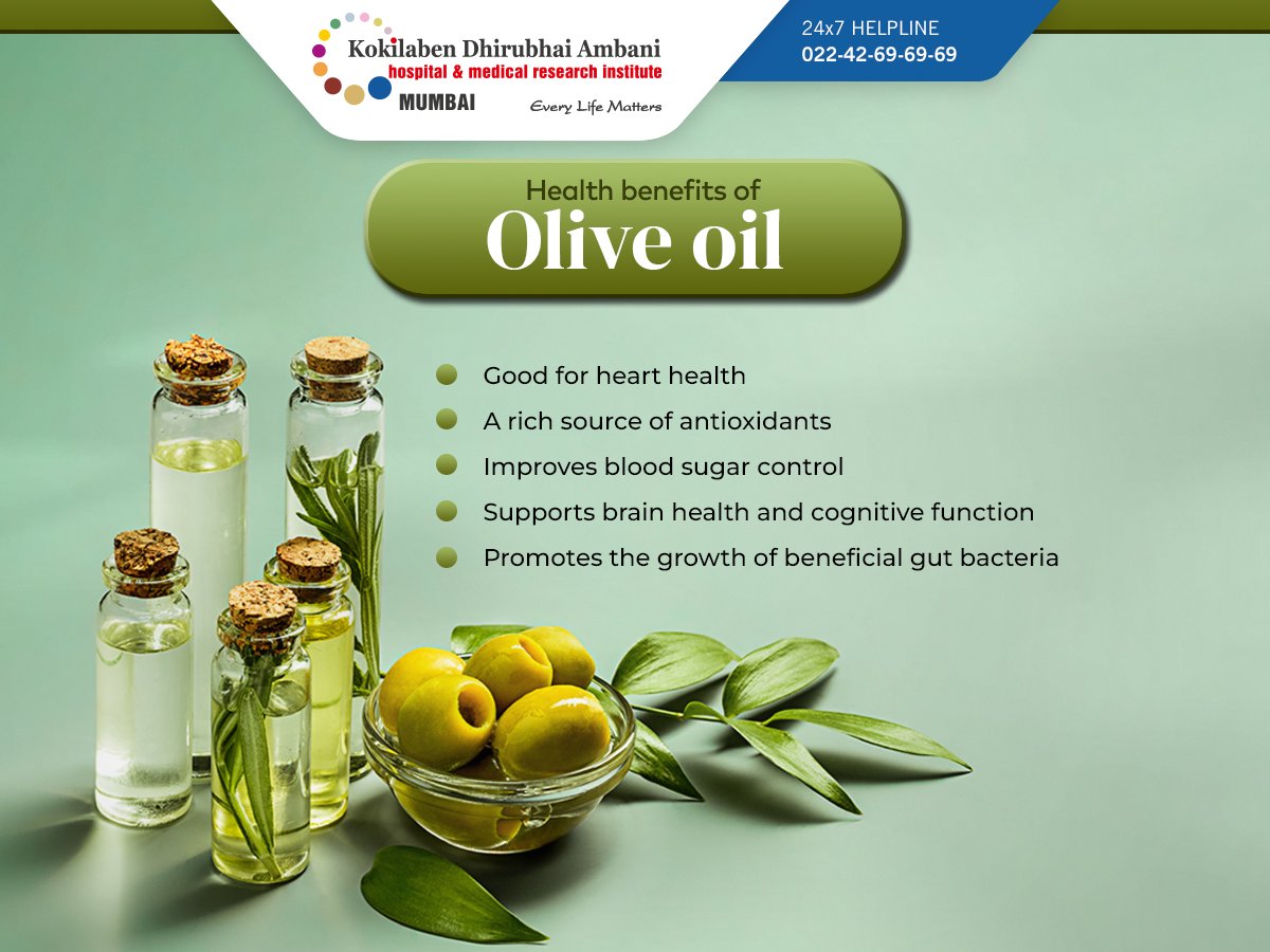 KDAHMumbai's tweet photo. #Oliveoil is associated with lower rates of #heartdisease, #diabetes, and other chronic conditions. Here are some other health benefits of olive oil. Look for cold-pressed, unrefined oils, as these retain more of their beneficial compounds. #benefitsofoliveoil #healthyoil https://t.co/3qBwyicKjT