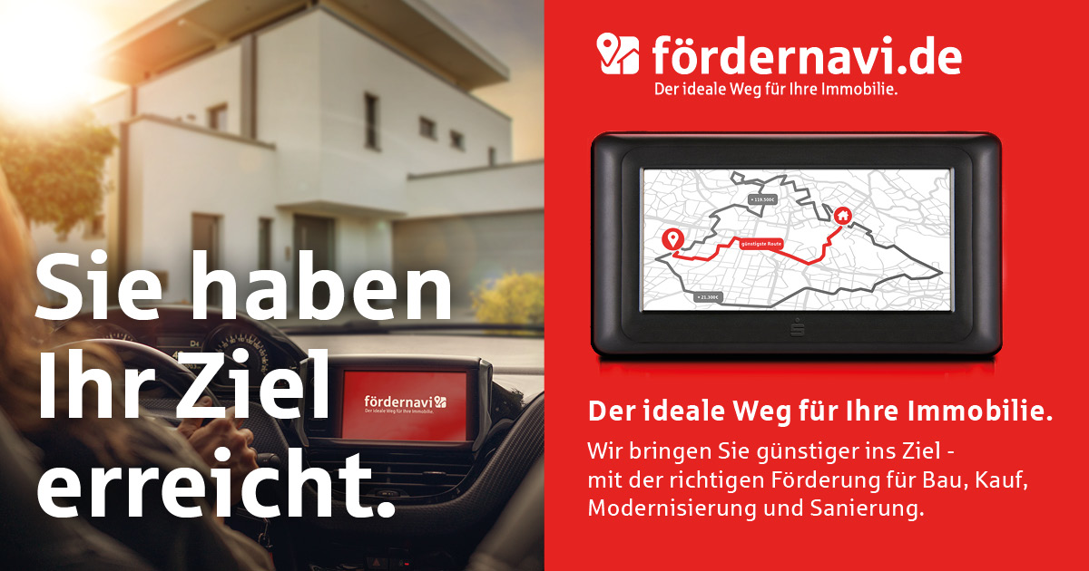 Günstiger ins Zuhause - mit der richtigen Förderung.
Jetzt "Route" berechnen lassen auf: fördernavi.de

#Fördernavi