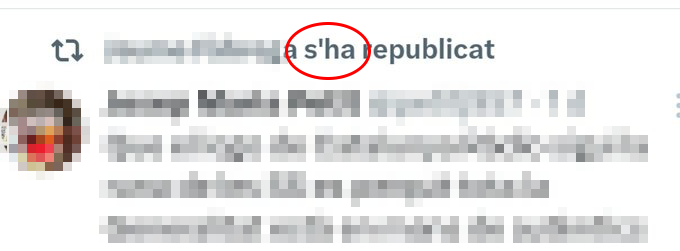 bibiloni's tweet photo. Qui coi fa la traducció de la interfície de Twitter/X? Què coi vol dir "s'ha republicat"? Com és possible que tot un país s'hagi d'empassar cada dia aquesta animalada i no passi res? https://t.co/wniwX44Y29