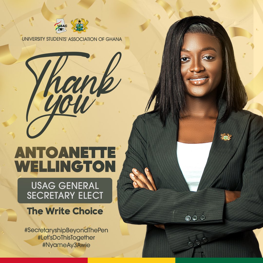 _misswellington's tweet photo. We did it! I'm so honored to be the next USAG General Secretary. 

Thank you to everyone who supported this cause. My gratitude is endless.

I'm so grateful for the opportunity to serve you.

I can't wait to get started!

Let’s do this together!🤝🇬🇭#USAG
#NyameAyeAwi3 https://t.co/O4Lmp6eRJx