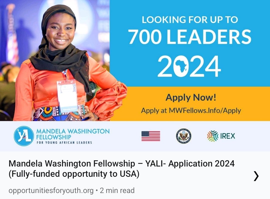 Exciting news! #YALI2024 applications are open! Young leaders, seize this chance for a fully-funded 6-week United States training. Apply by September 12: bit.ly/43XkXj3 #Leadership #Opportunity #YALI2024  #Africa #business #civicengagement #publicmanagement #africanyouth