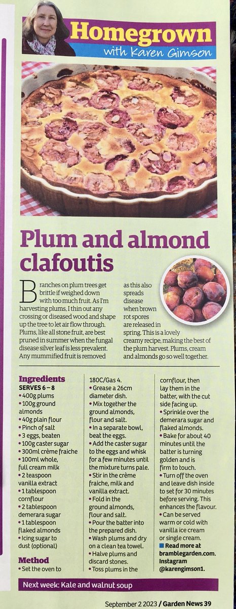 Plum recipes in ⁦<a href="/GardenNewsmag/">Garden News</a>⁩ and over on the blog at bramblegarden.com. Have a great Monday everyone #gardening #ukgarden