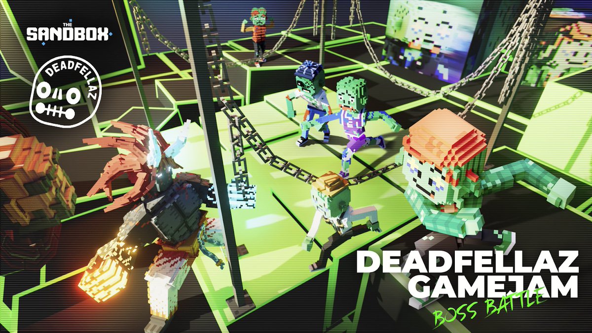 TheSandboxGame's tweet photo. 📣 @Deadfellaz Game Jam Alert!  

Bring to life exciting BOSS BATTLES and put players (and judges) to the test as they attempt to take on your epic baddies!  

This Game Jam puts your skills to the test as we urge you to make interesting boss battle mechanics for the ultimate player challenge! 

$SAND, LANDs, and a Deadfellaz NFT on the line 👀 

And of course… remember to read the rules! 😉👇 https://t.co/Y3TL4cBHVz