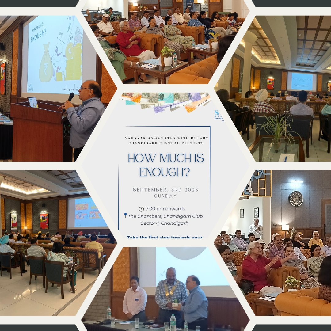sahayakassociat's tweet photo. Was privileged to conduct a session for a local Rotary Club on How much is enough on 3rd Sept.

Great interaction with an enlightened audience.

https://t.co/F52Uty8T56

#howmuchisenough #InOurLifetime
#MutualFundSahiHai #SIP #investment
#successtips #moneymistakes #growth https://t.co/ly0MkhblyO