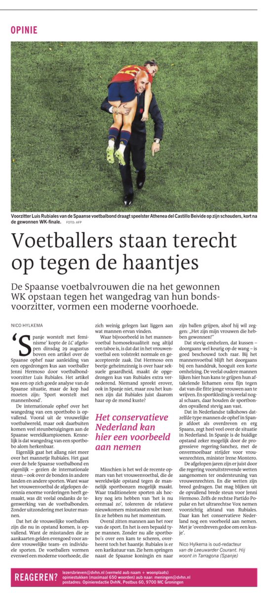 ‘Sport worstelt met mannenbond’ was een betere kop geweest volgens Nico Hylkema. #opinie #dvhn #lc