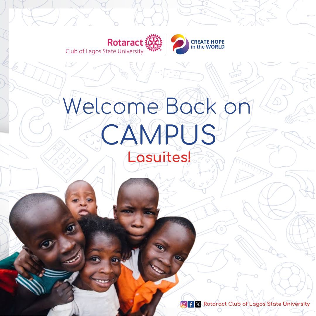 Rotaract_Lasu's tweet photo. RAC-LASU
Welcomes all lasuites to another delightful resumption 🫶🏽
We can’t wait to see your faces again🫶🏽

©️ Rotaract Club of Lagos State University https://t.co/F8zJp7rMks