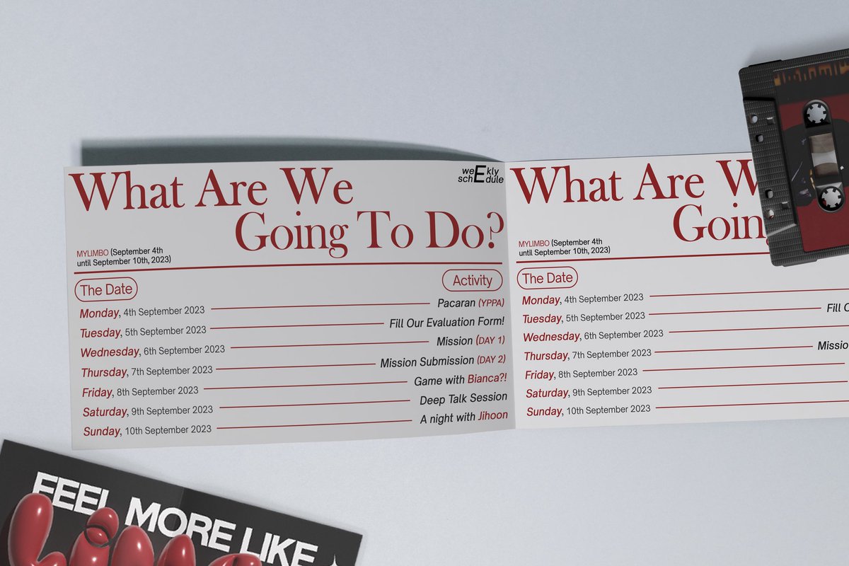 ㅤㅤㅤ
ㅤWeekly schedule.
ㅤSeptember 4th, 2023 until
ㅤSeptember 10th, 2023.
ㅤㅤㅤ