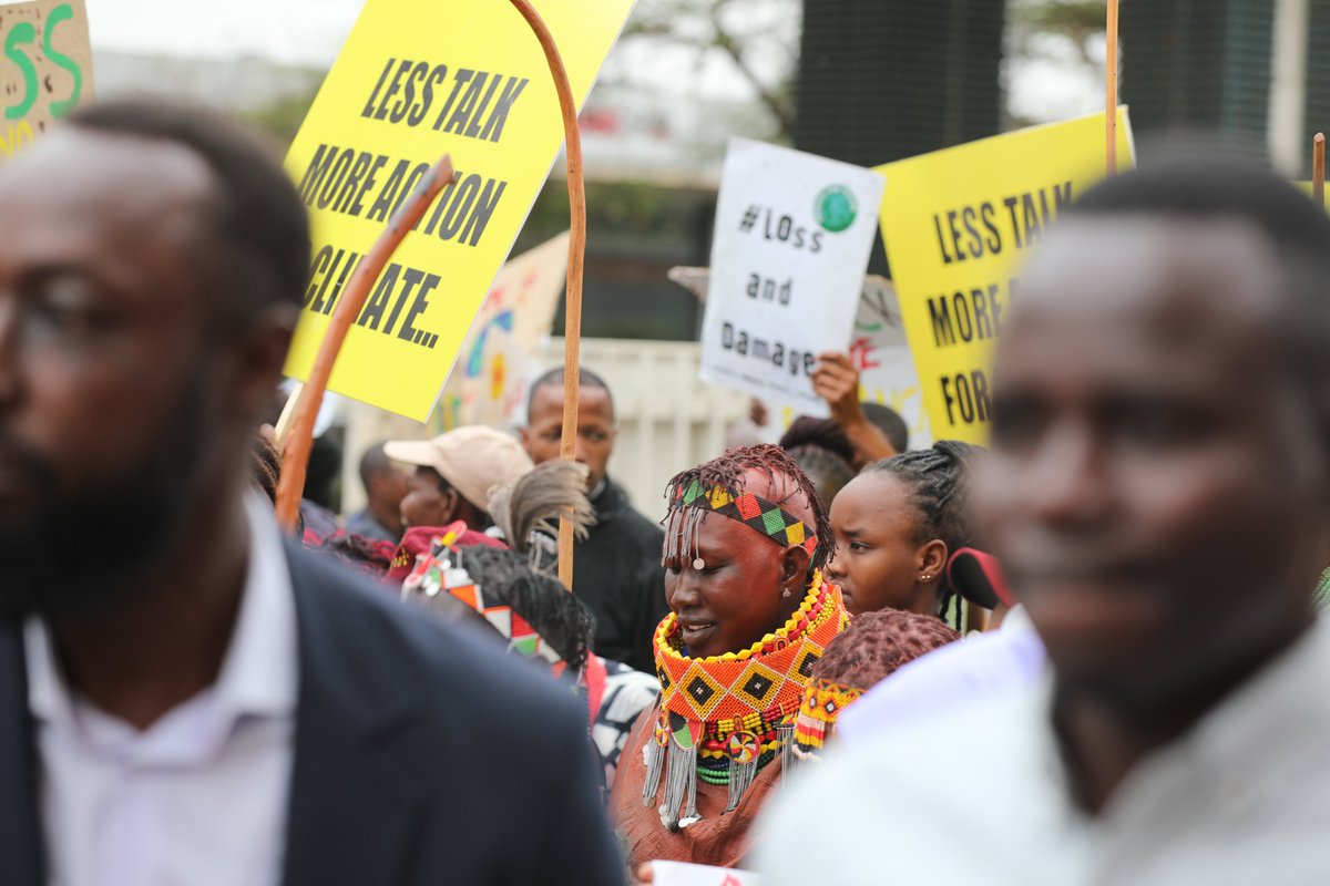 PowerShftAfrica's tweet photo. Members of the Civil Society during a procession in Nairobi. The Africa Climate Summit has kicked off this morning with Heads of State, business leaders, civil society organisations and other groups expected to attend.
#PeoplesACS23 #FreeOurFoodSytems #RenewablesNow #EndFossilFuels #FastFairForever #ClimateActionNow  #ACS23