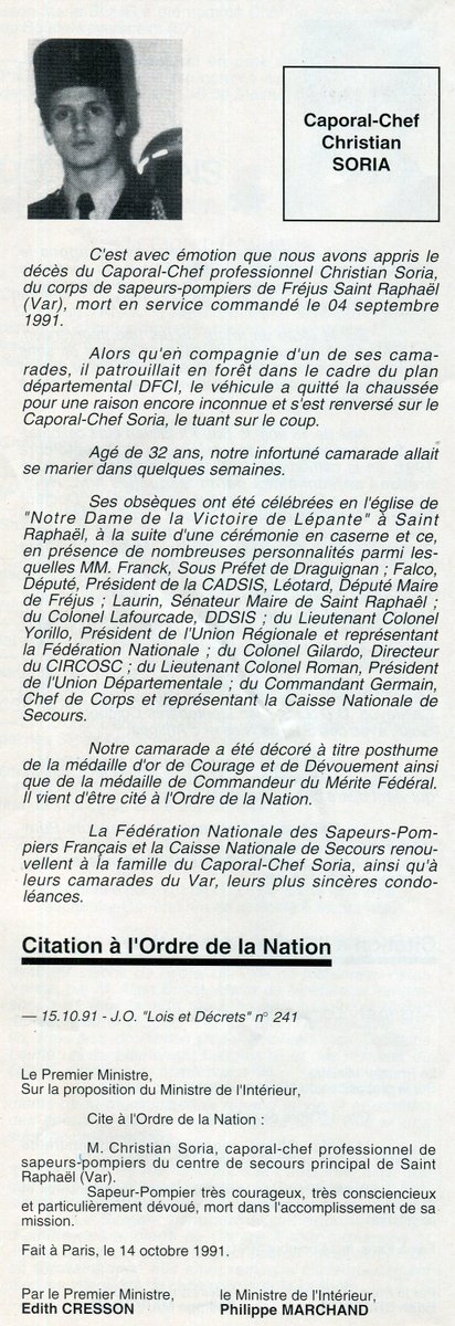 @SDIS83 @Prefet83 @PompiersFR @DLain83 @grohin_e @Departement_Var @mairesduvar @MaRegionSud @VilleStRaphael extrait du magazine Le sapeur pompier: