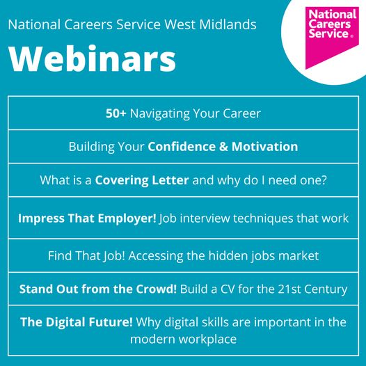 Our upcoming webinars can support you to further your career. To find out more about any of these webinars or to book your free place.

eventbrite.co.uk/o/national-car…

#Webinars #AskNationalCareers #WestMidlands #HerefordHour