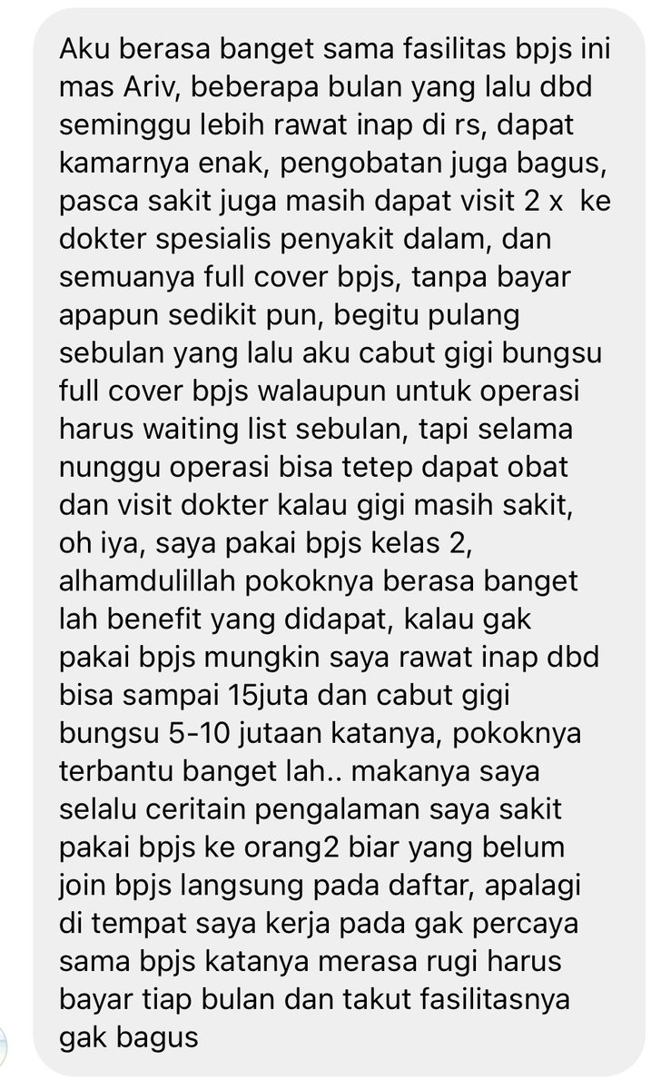 arievrahman's tweet photo. Thread testimoni BPJS yang masuk ke DM IG, yang punya testimoni BPJS lain, boleh reply juga ya. https://t.co/T72VYGhdgr