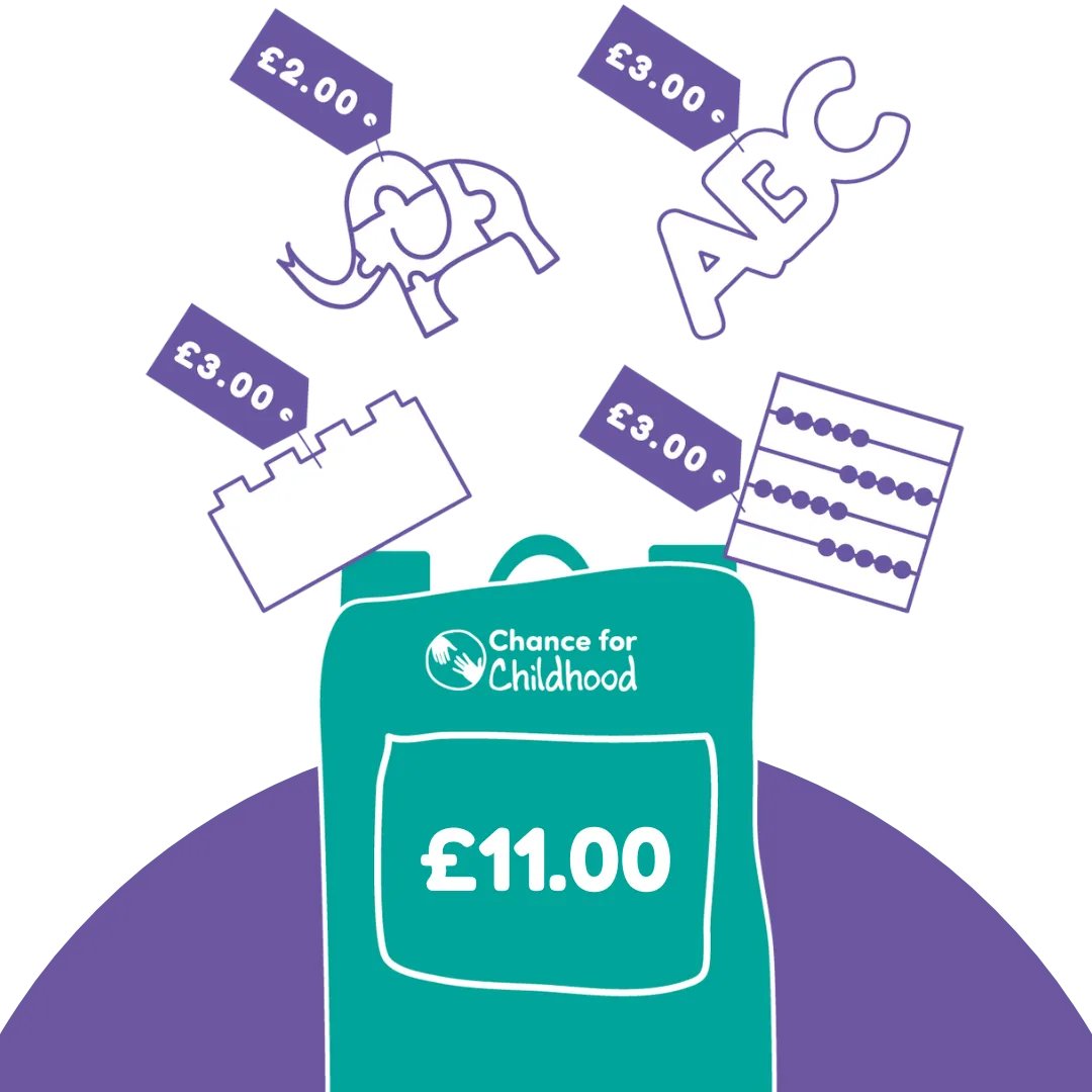 ChanceChildhood's tweet image. Filling a backpack could give a child the chance to dream bigger &amp;amp; aim higher. Let's equip the next generation to have the future they deserve. 
Choose your backpack today bit.ly/45MKdtN 🎒📚 
Primary: £7 books, pencils, a meal.
Nursery: £11 for puzzles &amp;amp; learning tools.