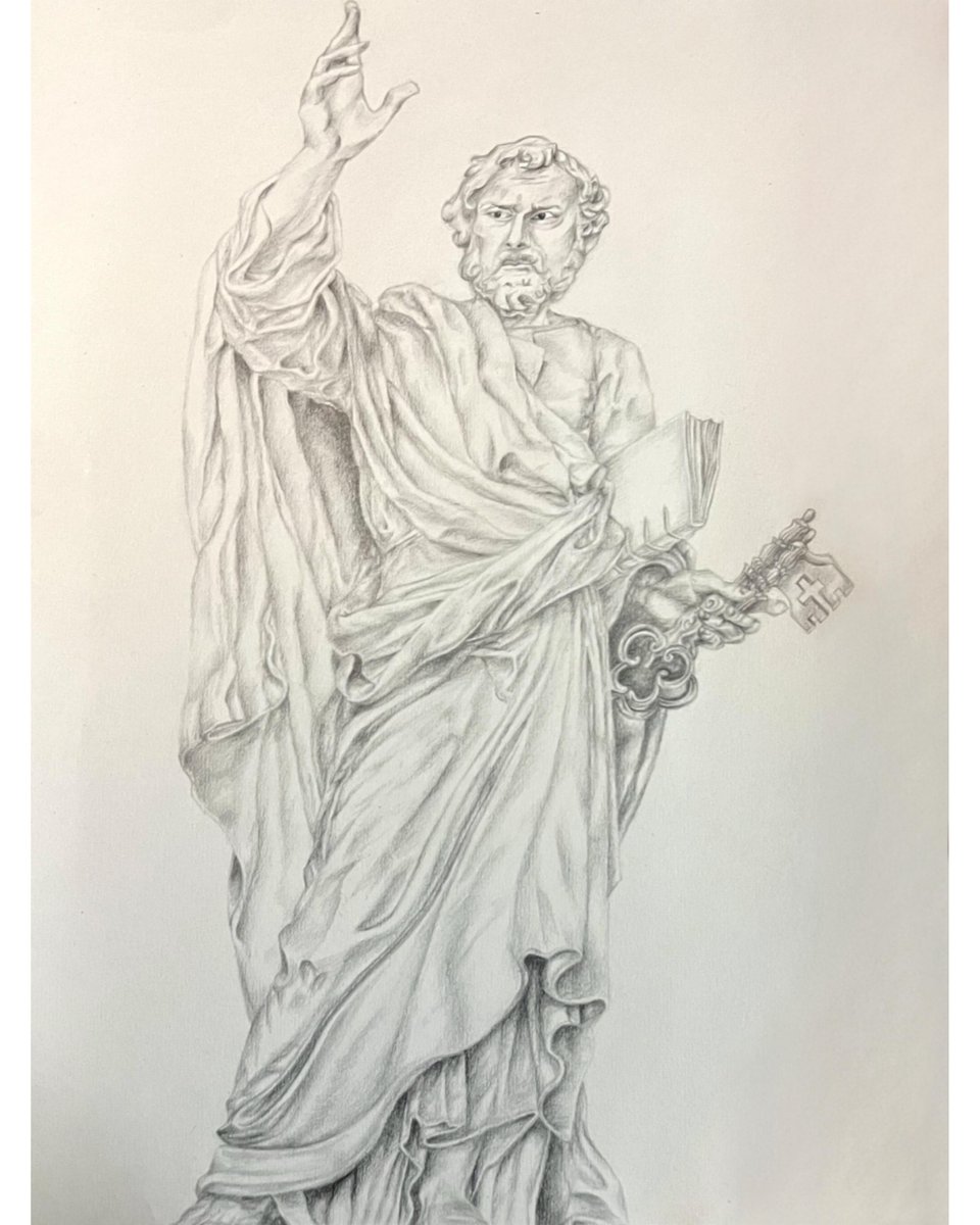 tonalsscript's tweet photo. "Exceptional detailing of drapery in this exquisite pencil sketch of Saint Peter."

#sketch #pencilsketch #drapery #Details #Peace https://t.co/e6Brg7HQBD