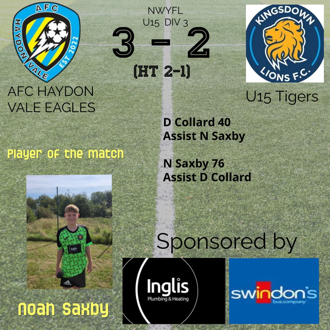 Our U15 Tigers were introduced to Division 3 football, following the teams promotion last season where we faced Haydon Vale. The team sported their new match kit, kindly sponsored by Inglis Plumbing and Heating. A competitive, close encounter saw the Tigers fall to a 3-2 defeat.