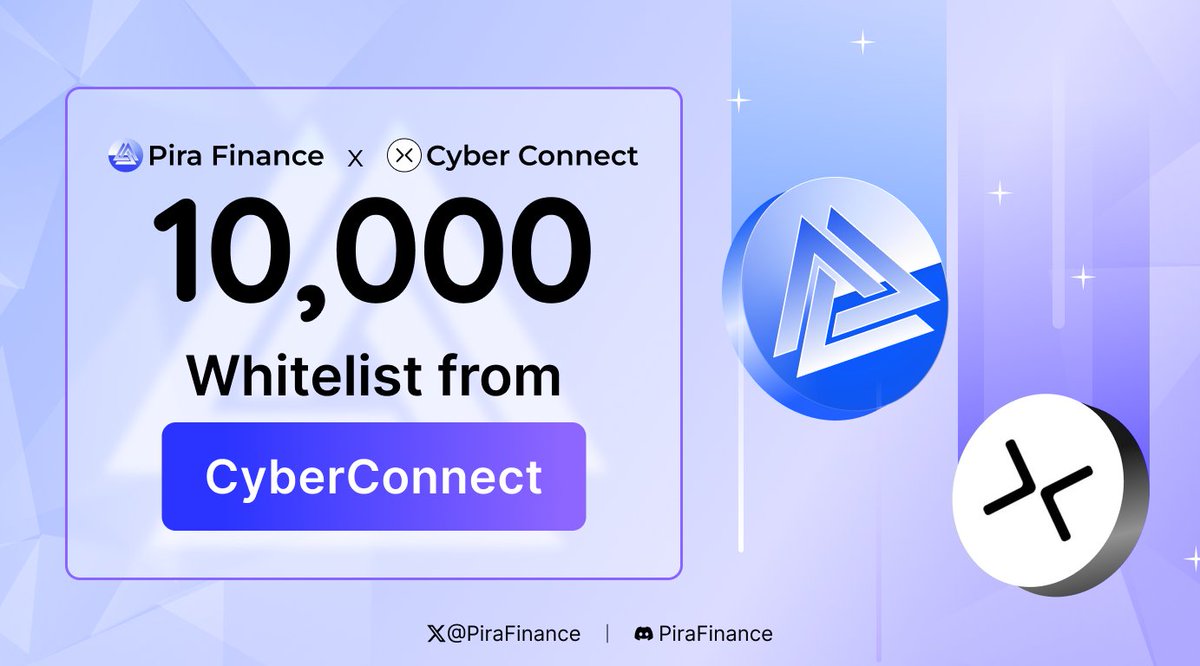 📢 Pira Finance has partnered up with <a href="/CyberConnectHQ/">(Deprecated) CyberConnect</a> to giveaway 10K whitelist spots for their #CyberTrek campaign.

🌊 Dive into #Web3 with account abstraction!

🎁 Learn and earn with $1.8M in rewards!

🔗 link3.to/cybertrek

How to get whitelisted 👇

#BrandedFeatures